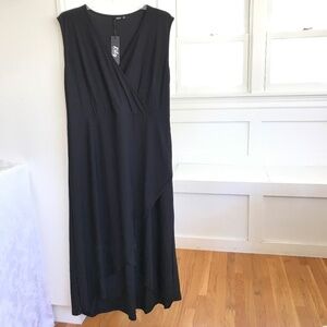 LILY By FIRMIANA Maxi Dress Sleeveless Hi Low Black NWT Women’s Plus Size 24W 4X